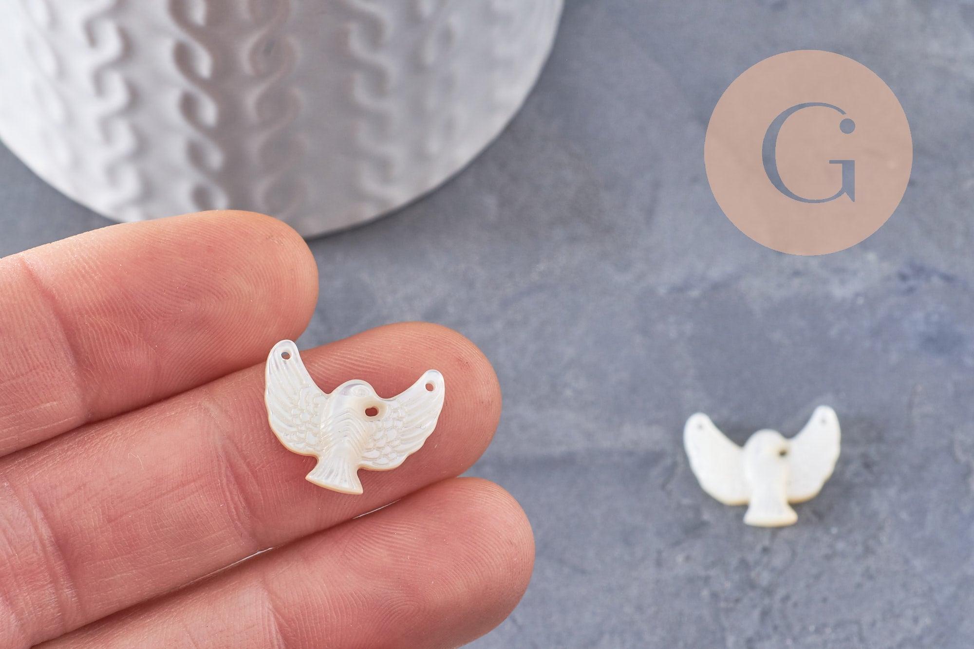 Gingerlily G9928 pendentif colombe nacre blanche 18 mm