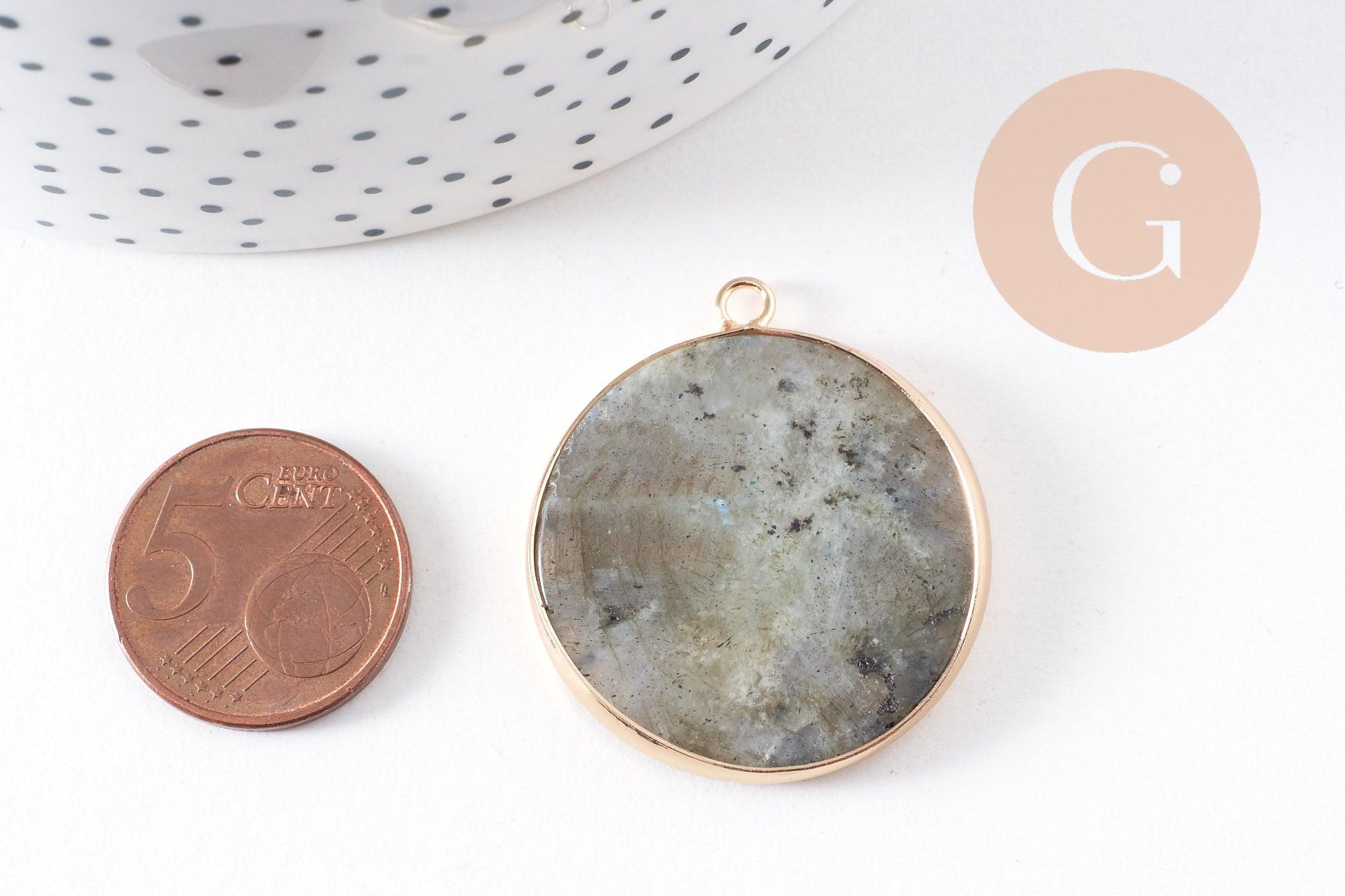 Gingerlily pendentif labradorite pendentif rond laiton doré 35mm
