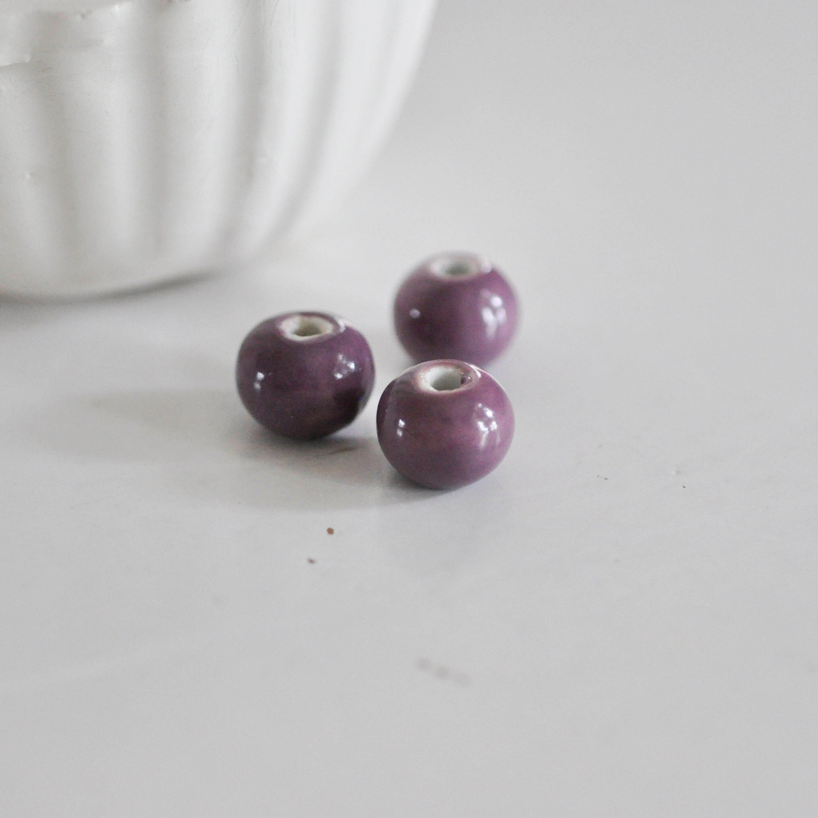 Gingerlily Perles rondes porcelaine lilas 15mm x5