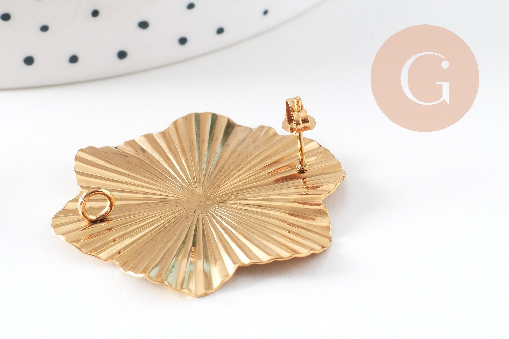 Gingerlily Boucles fleur XL acier doré 40,5mm la paire