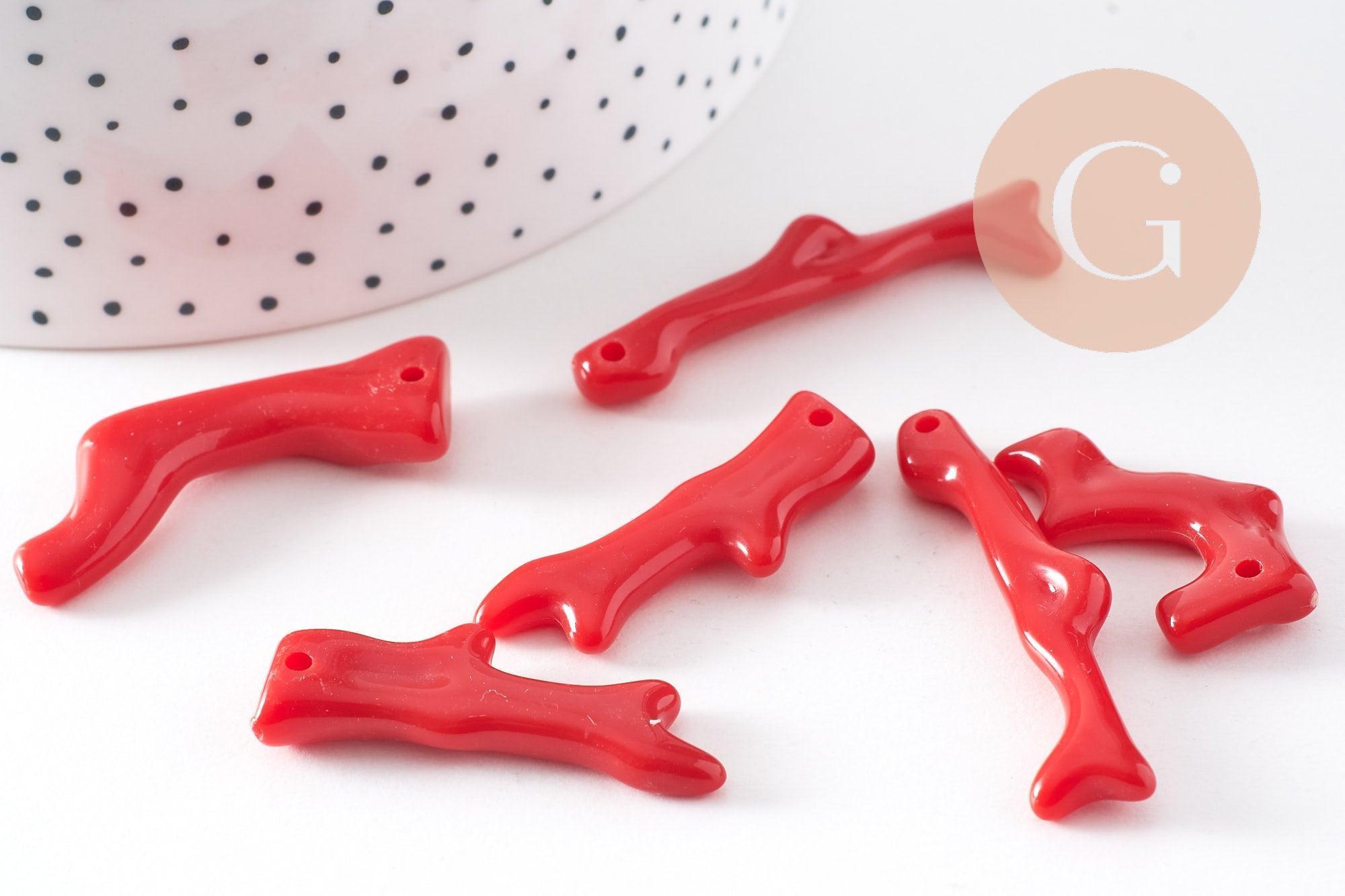 Gingerlily Pendentifs branche corail G10490 pendentif rouge x5