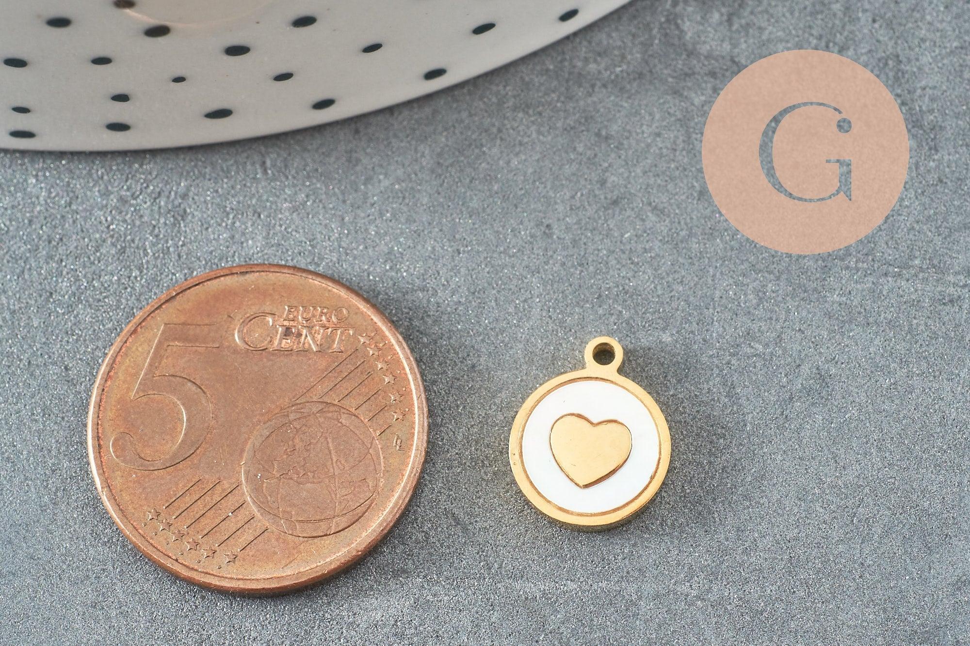 Gingerlily Perles G9658 pendentif médaille coeur nacre blanche doré