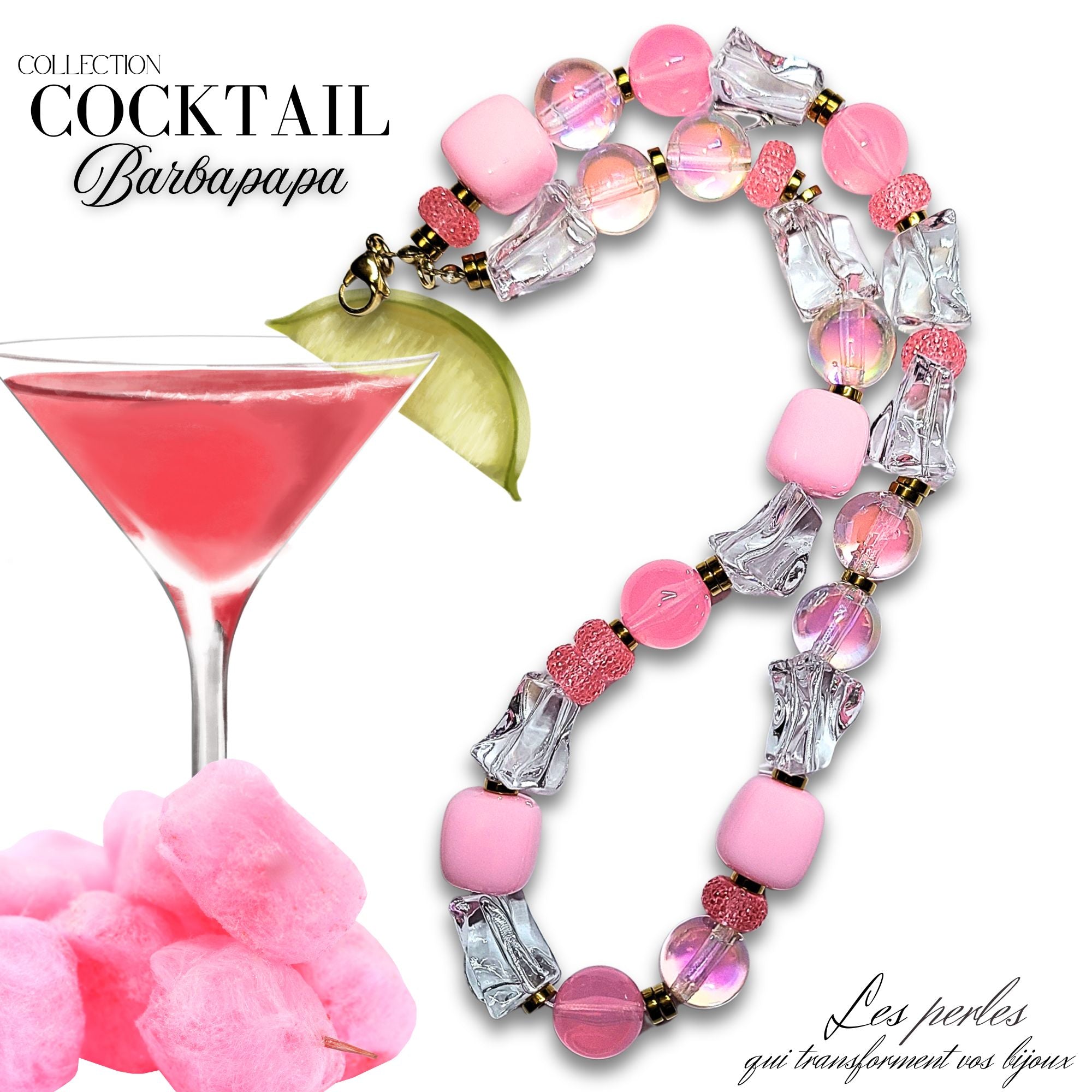 ARTSHOP Cocktail Collier Barbapapa acrylique collier 52 cm
