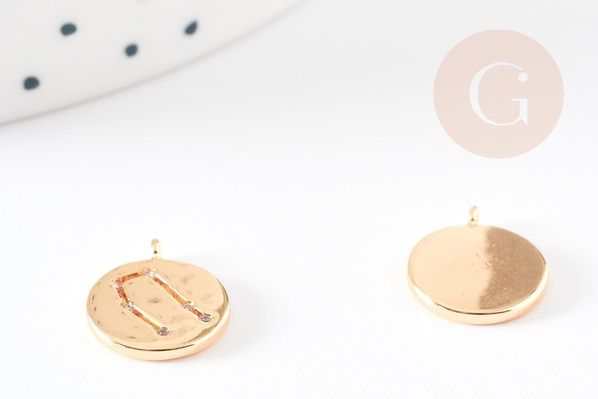Gingerlily Pendentifs Gémeau G3585 médaille dorée 13mm