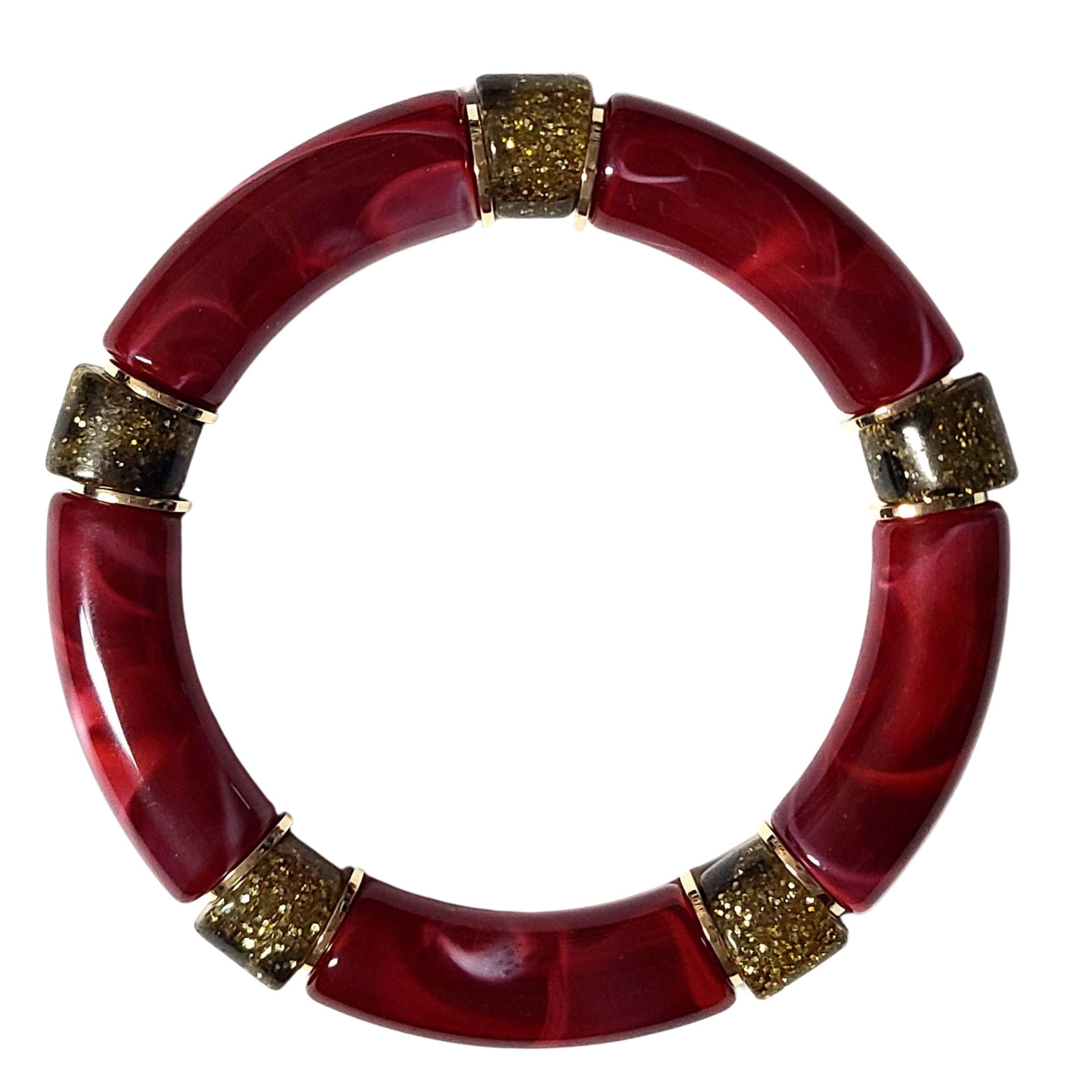 Artshop Tubes 8MM perle tube bordeaux marbré 8 mm