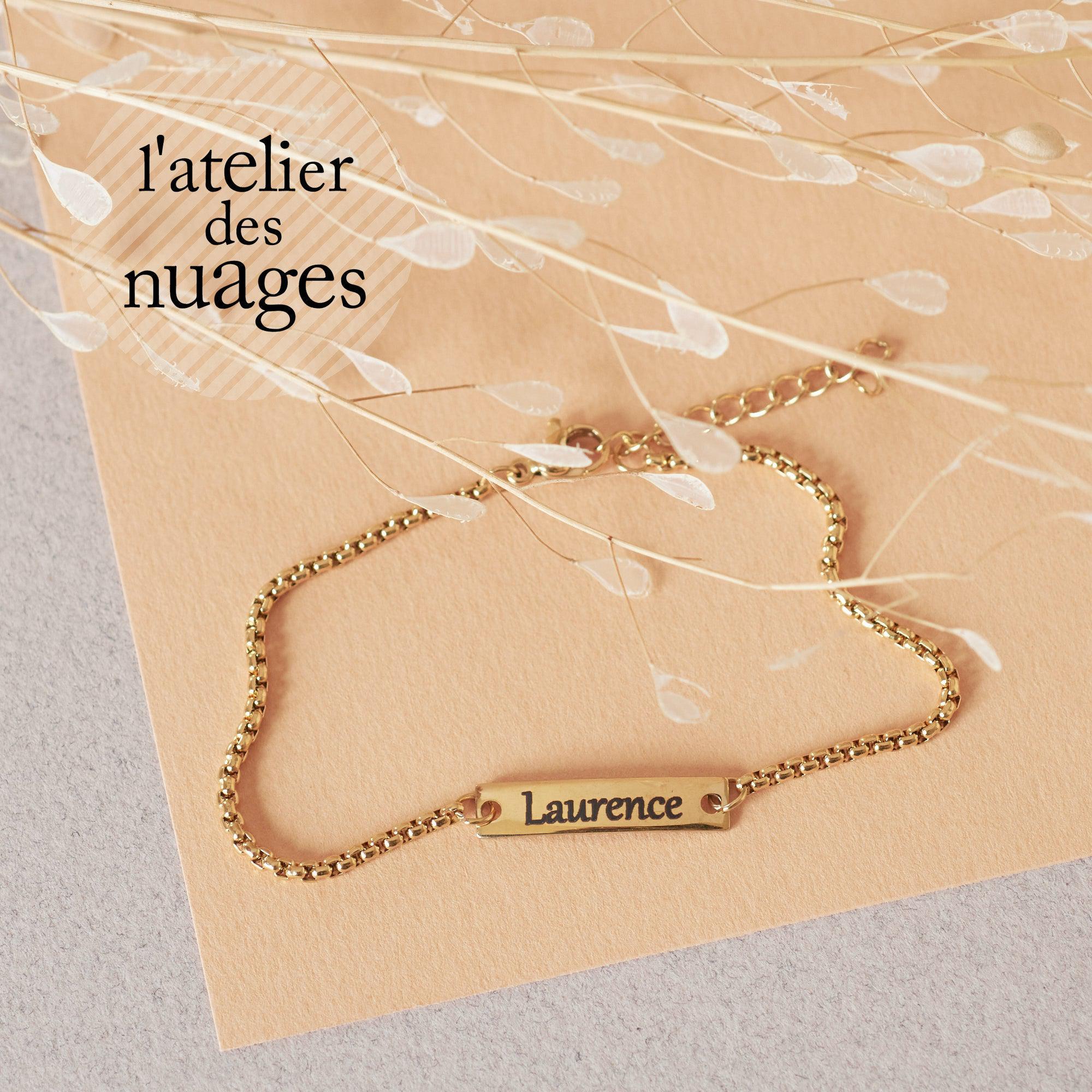 Gingerlily Perles ADN13 bracelet gourmette or 1 médaille acier