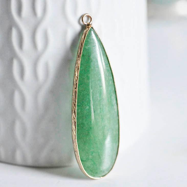 Gingerlily Pendentif goutte G2529 jade vert 58mm x1 doré
