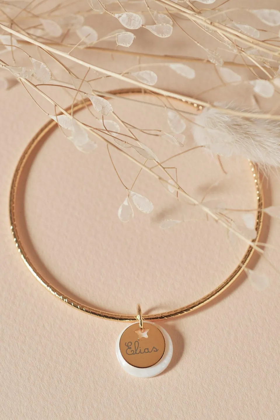 Gingerlily ADN7 bracelet jonc acier étoile nacre