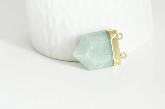 Gingerlily Pendentifs Pendentif aventurine hexagone doré 28mm G2983