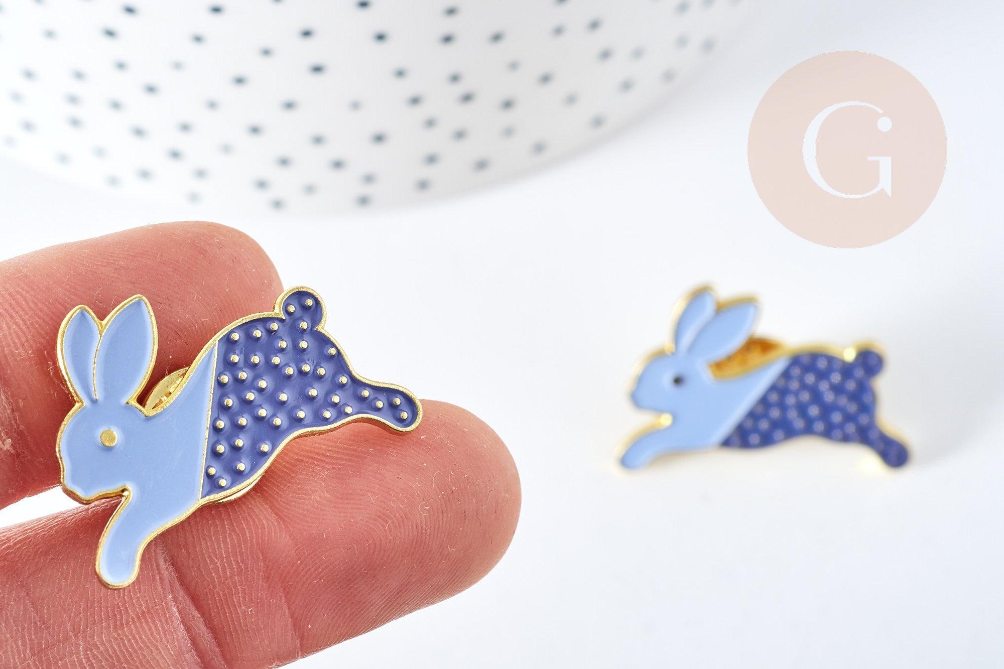 Gingerlily Broches Lapin bicolore doré émail broche 30mm x1