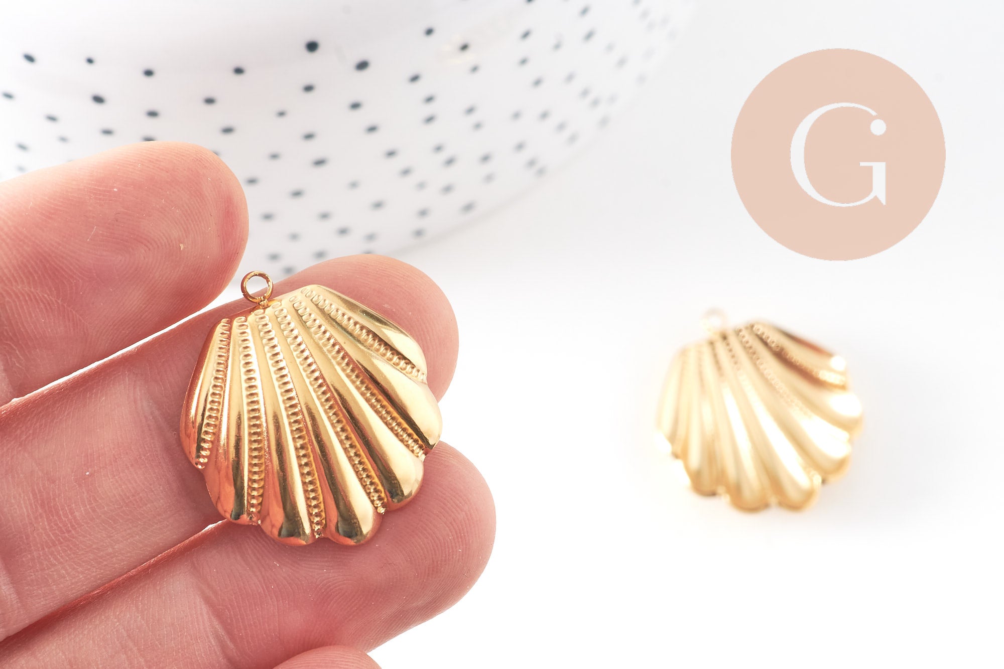 Gingerlily Pendentifs DIY Coquillage Acier Doré 18K 26.5mm