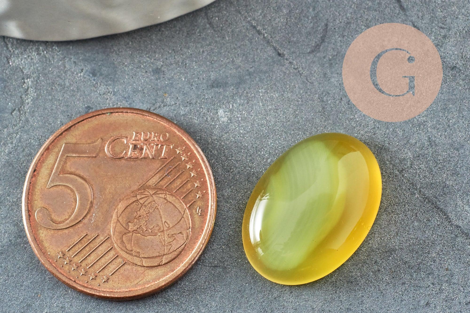 Gingerlily cabochon ovale jade jaune 18x13mm x1