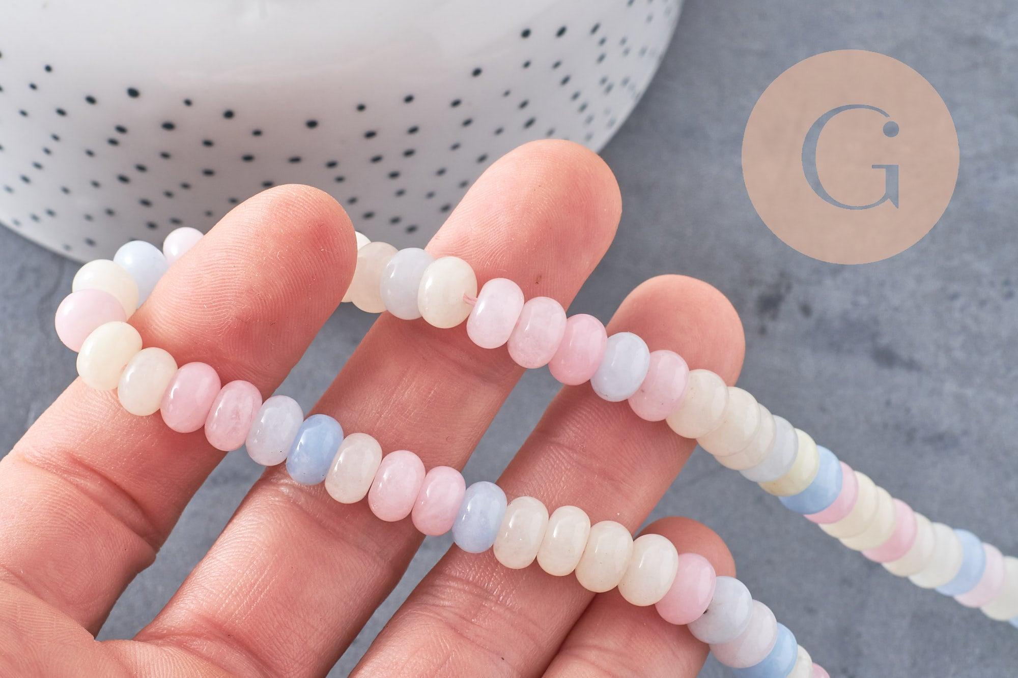 Gingerlily Perles DIY Perle rondelle jade pastel 8x5mm fil