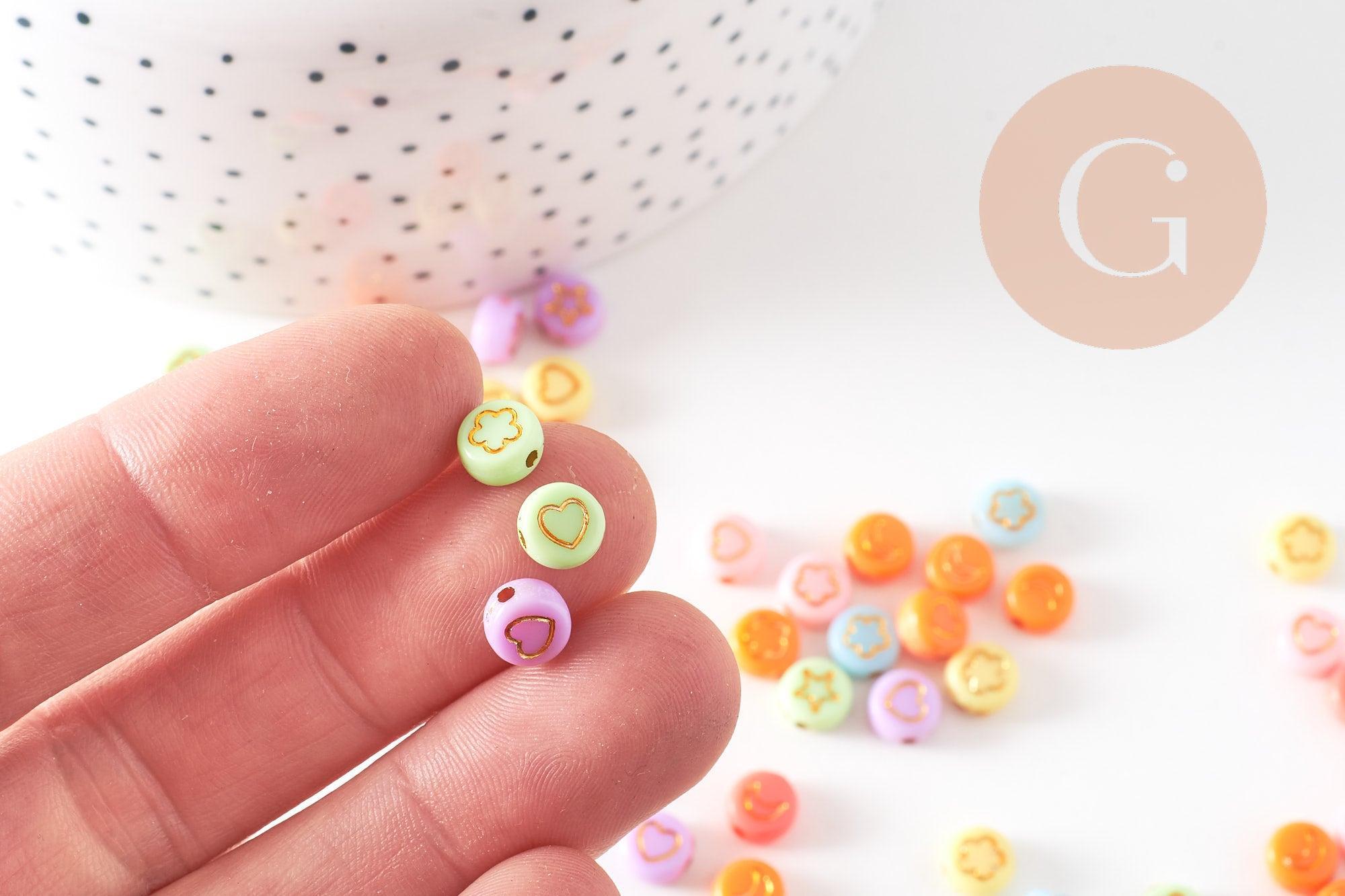 Gingerlily Perles pour bijoux DIY rondes symboles pastel doré 10g