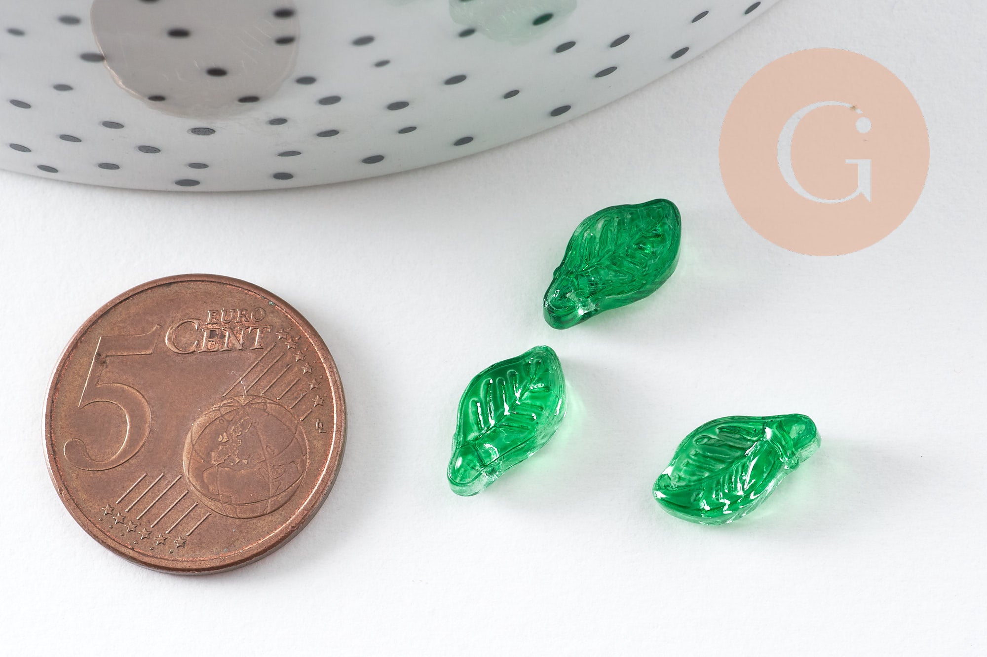 Gingerlily Pendentif DIY breloque feuille verre vert 12mm x20