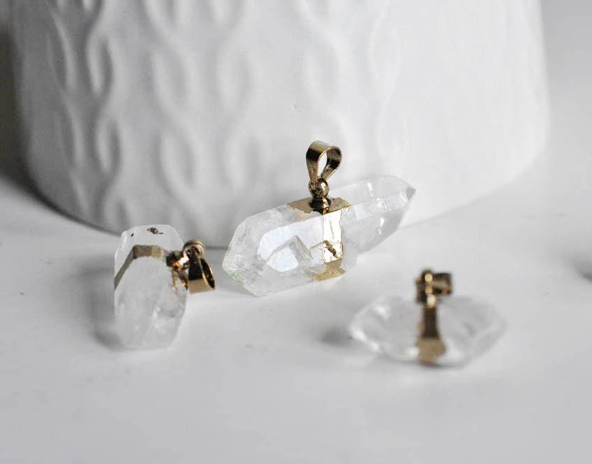 Gingerlily Pendentifs G793 pointe cristal transparent doré unité