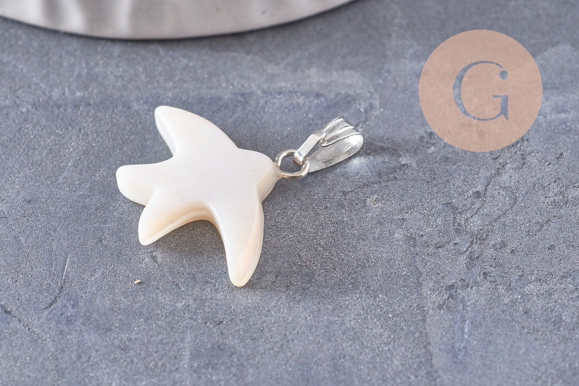Gingerlily Pendentif Hirondelle Nacre Blanche 21,5 mm x1
