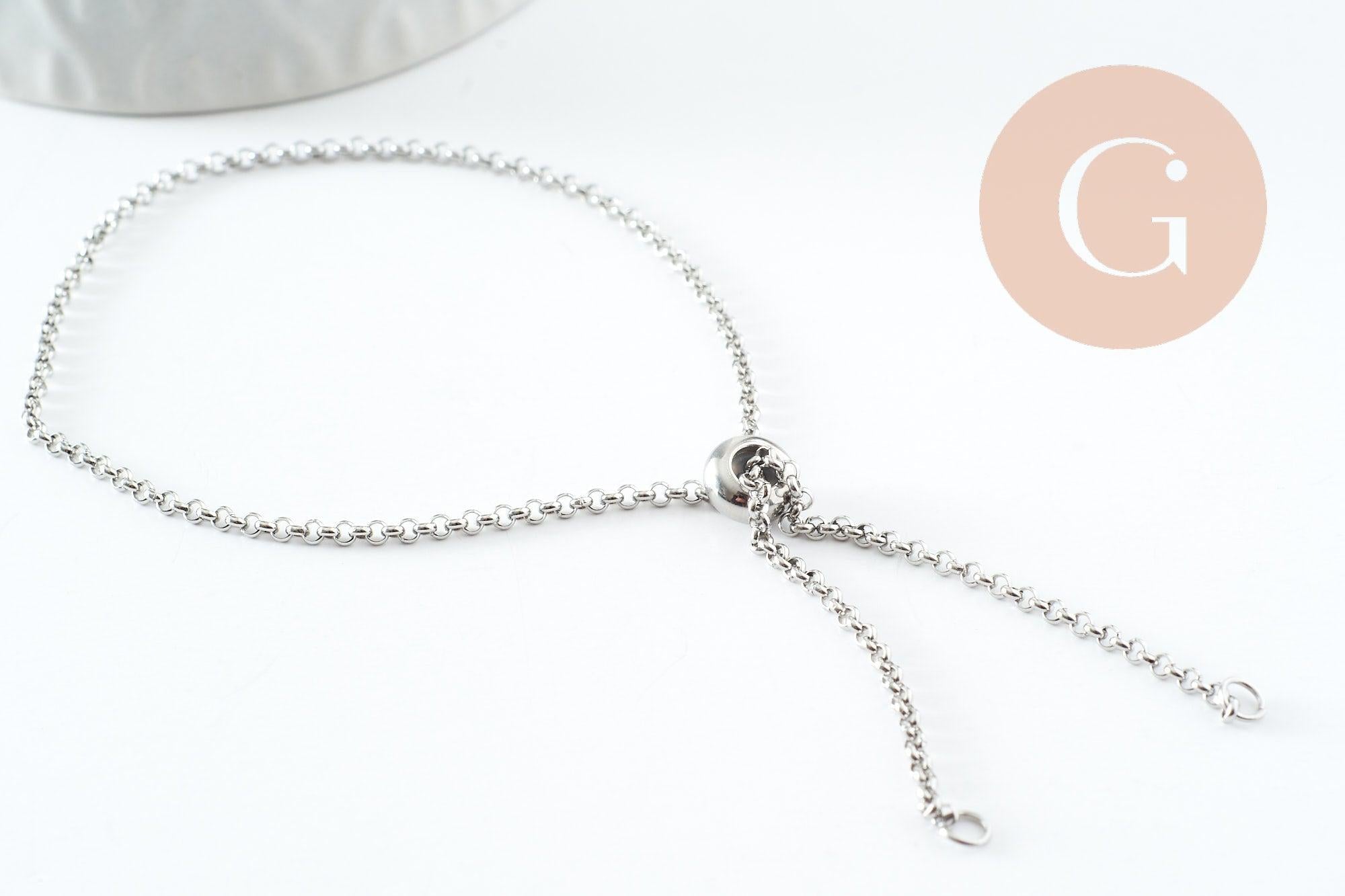 Gingerlily Apprêts G9492 base bracelet acier platine 30,5 cm