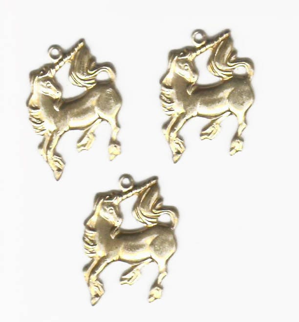 Gingerlily Licorne Laiton Brut Pendentif Doré 2,2 cm à l’unité