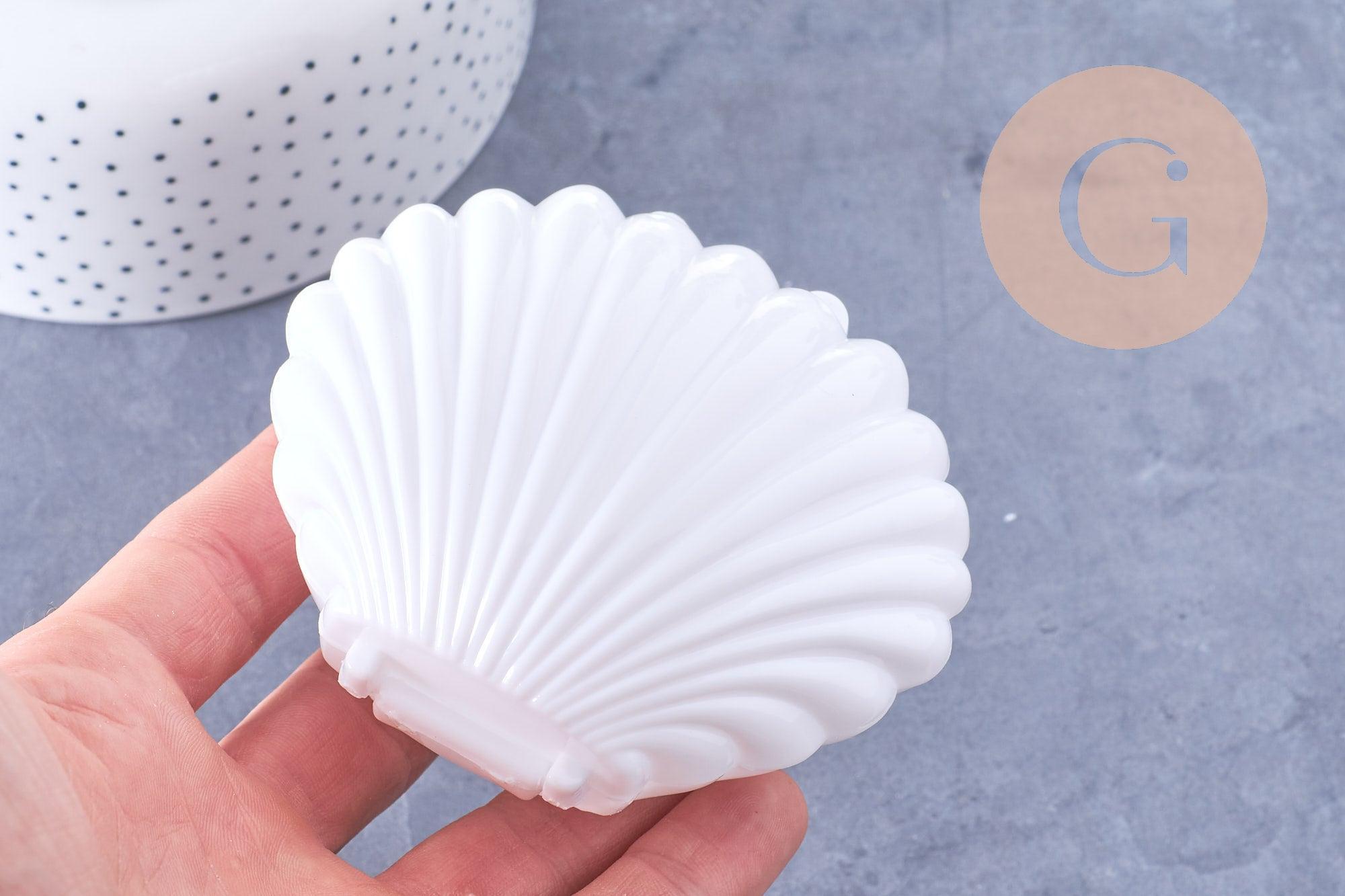 Gingerlily Boîte coquillage plastique blanc 9x7,5cm x1
