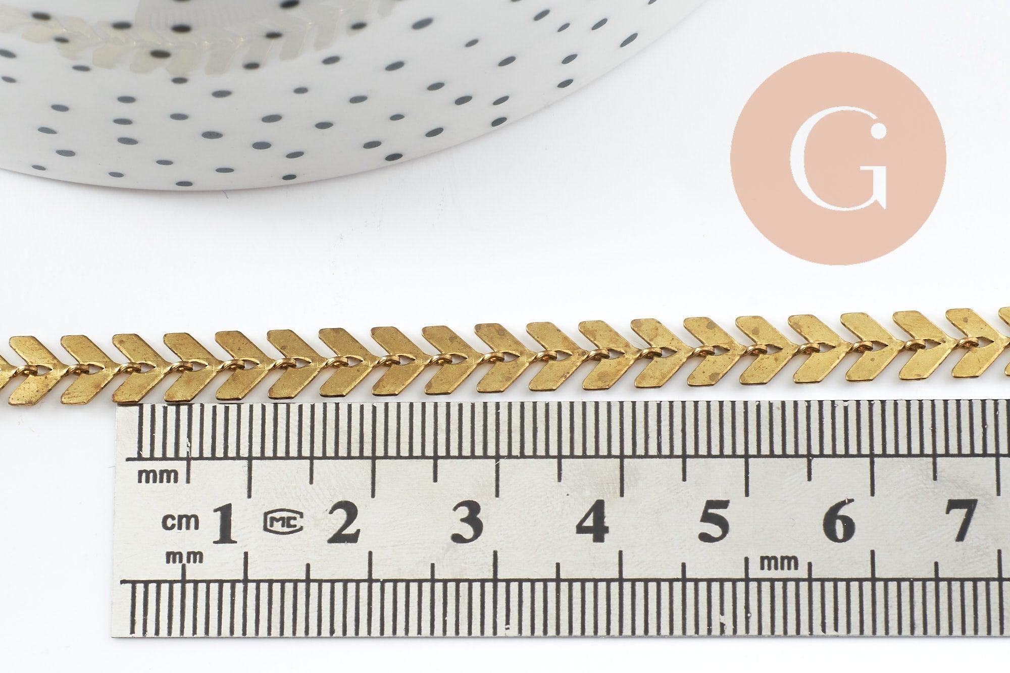 Gingerlily Chaîne chevron laiton 7.5mm 1 mètre