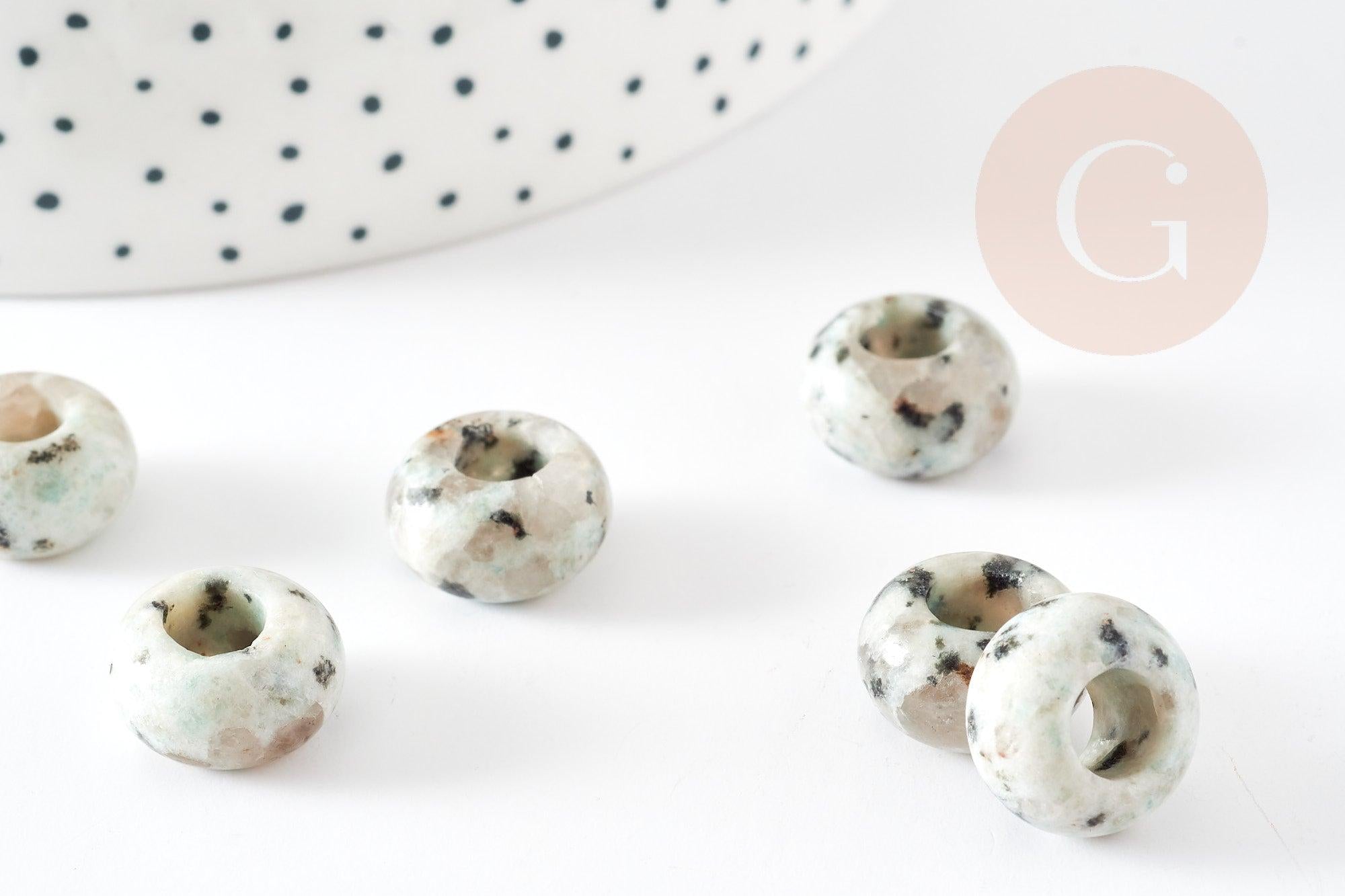 Gingerlily Perle donut jaspe sésame 14mm rondelle x2