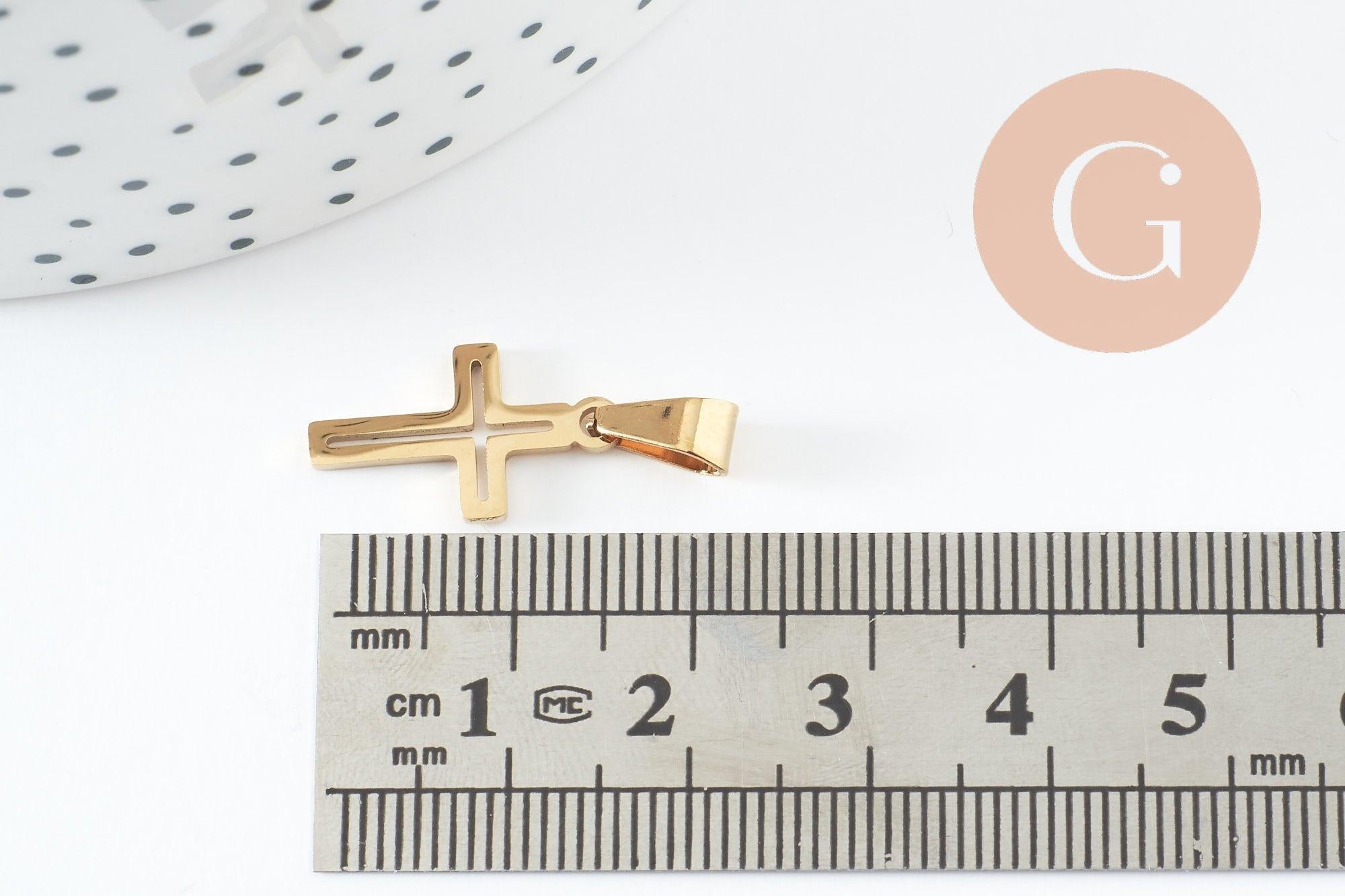 Gingerlily G9861 pendentif croix acier doré 18mm x1