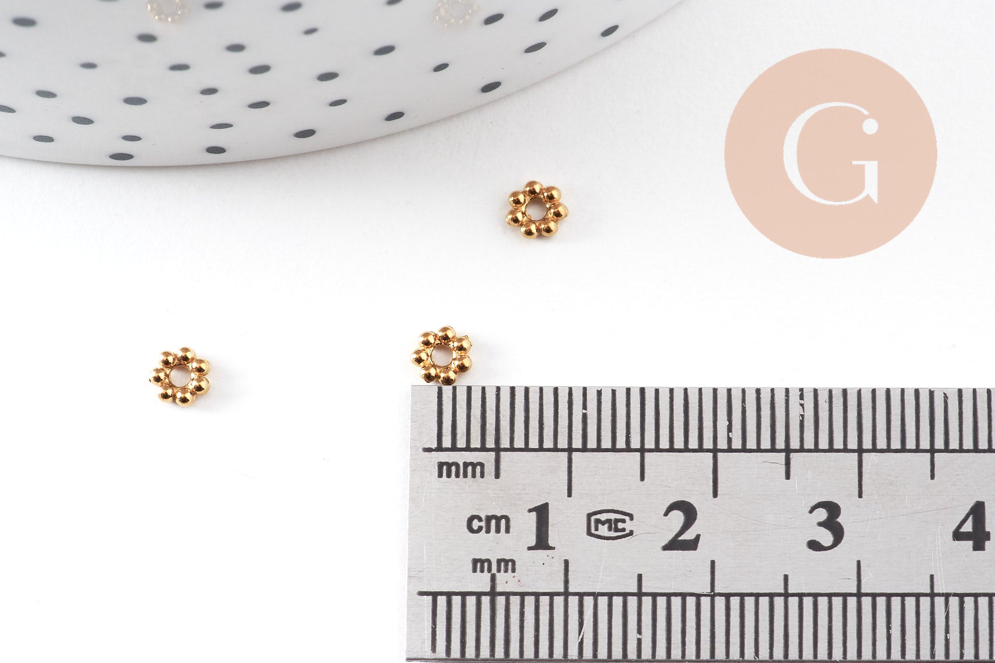 Gingerlily Perles Rondelles Fleurs Doré 4mm x10 Inox