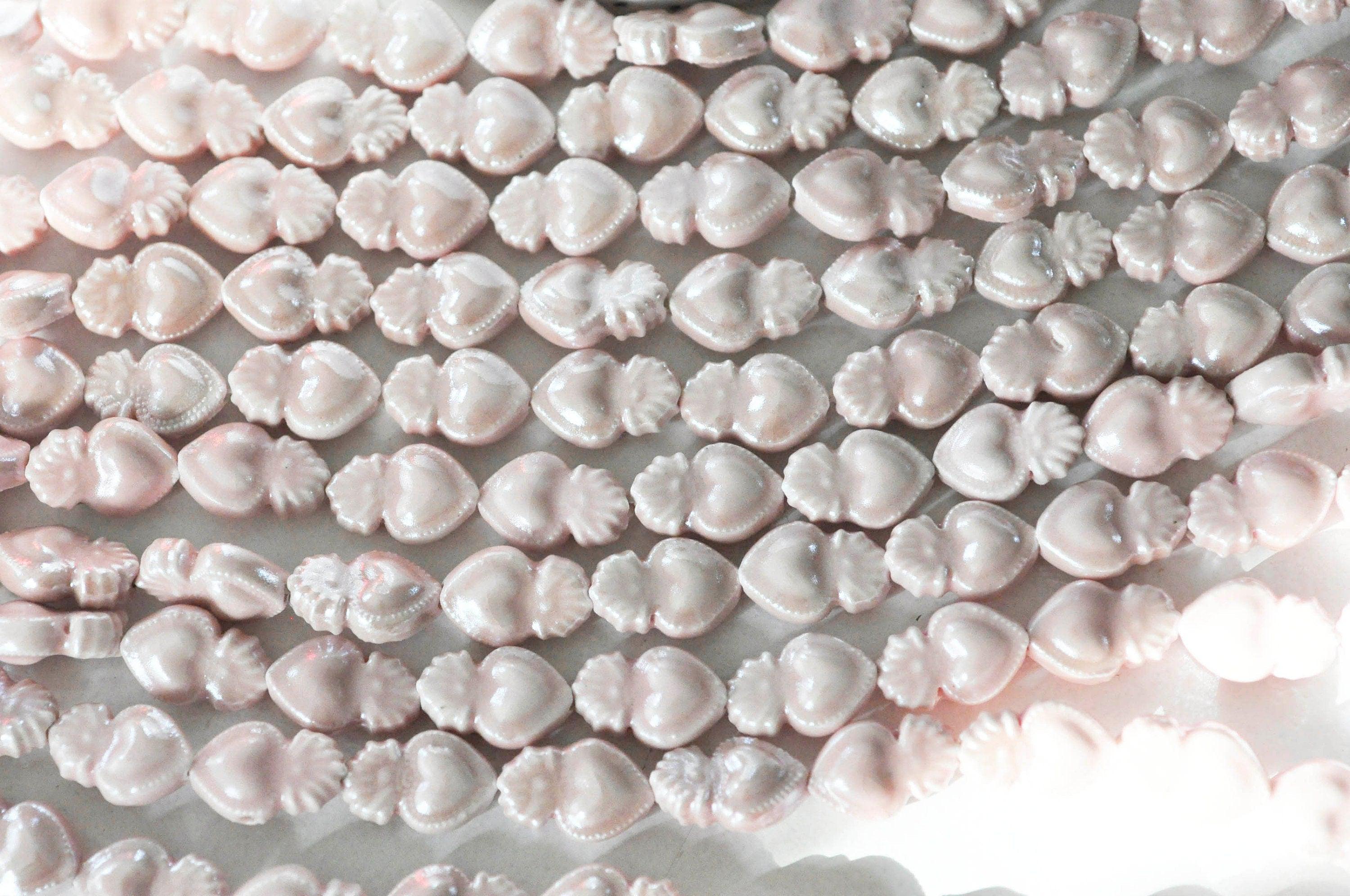 Gingerlily Perles pour bijoux DIY cœur G4587 porcelaine rose 16mm x20