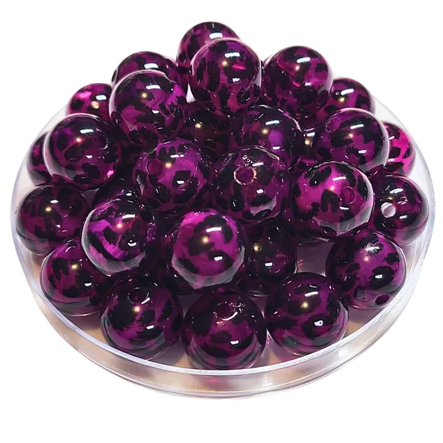 ARTSHOP 230 boules acryliques 16MM Léopard raisin x15