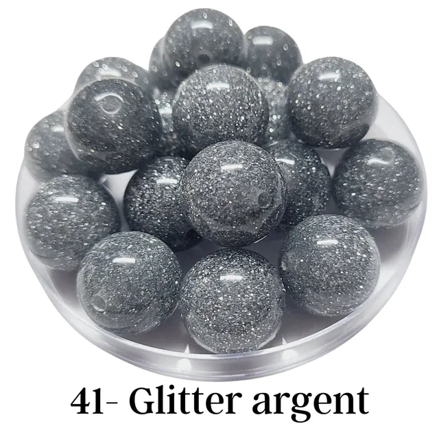 ARTSHOP Boules 20MM n°41 perle acrylique glitter argent x10