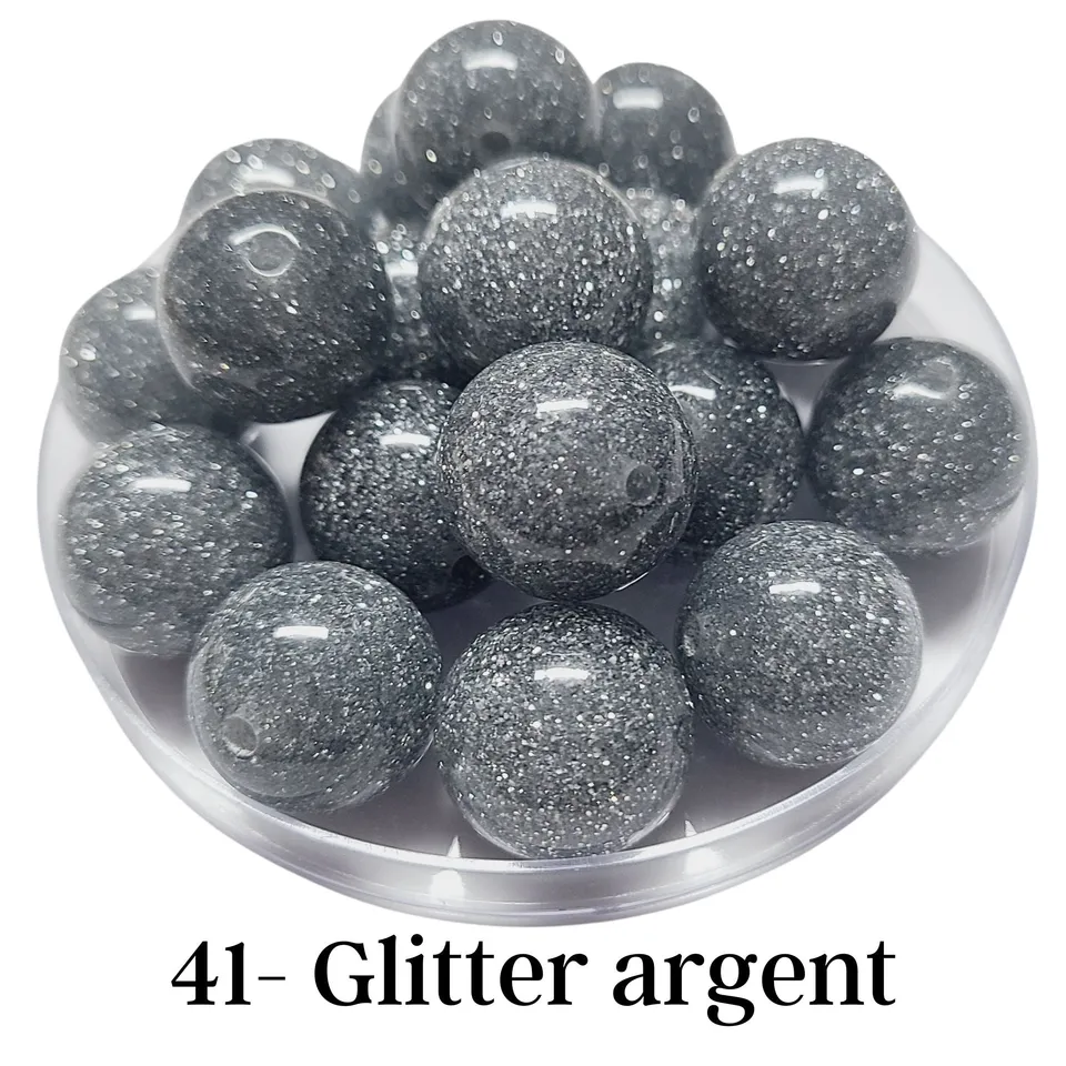 ARTSHOP Boules 20MM n°41 perle acrylique glitter argent x10