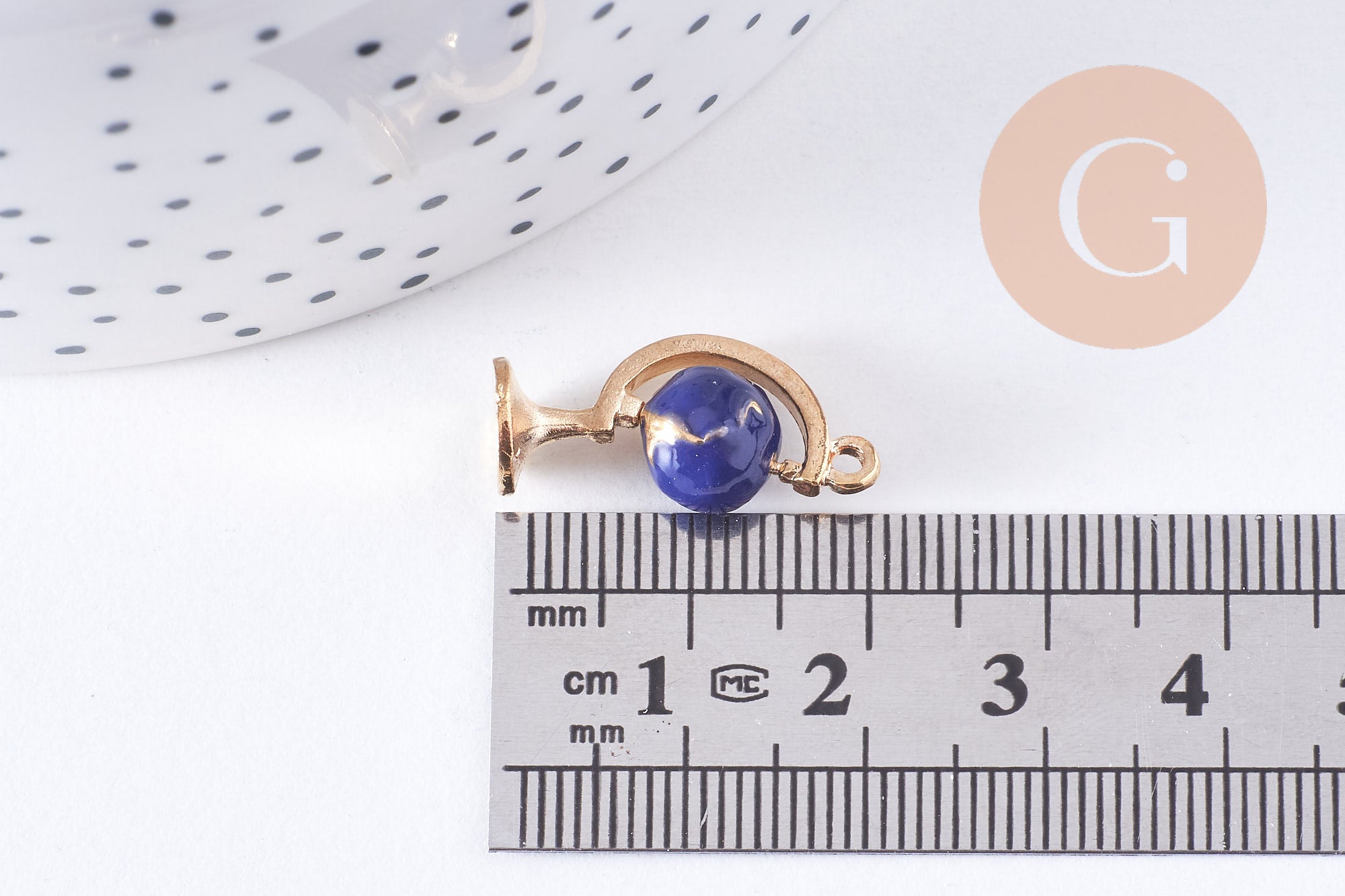 Gingerlily G4365 pendentif globe rotatif bleu doré
