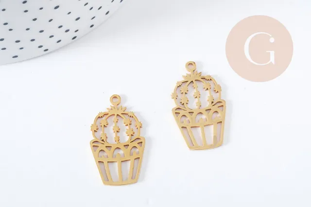 Gingerlily G5692 pendentif cactus doré 30 mm
