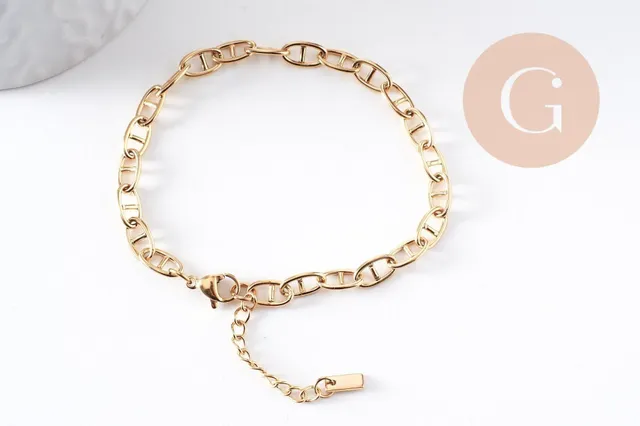 Gingerlily chaînes maille marine G10348 bracelet acier doré 16,7cm