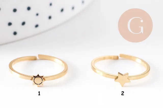 Gingerlily Apprêts G10356 bague soleil acier doré réglable