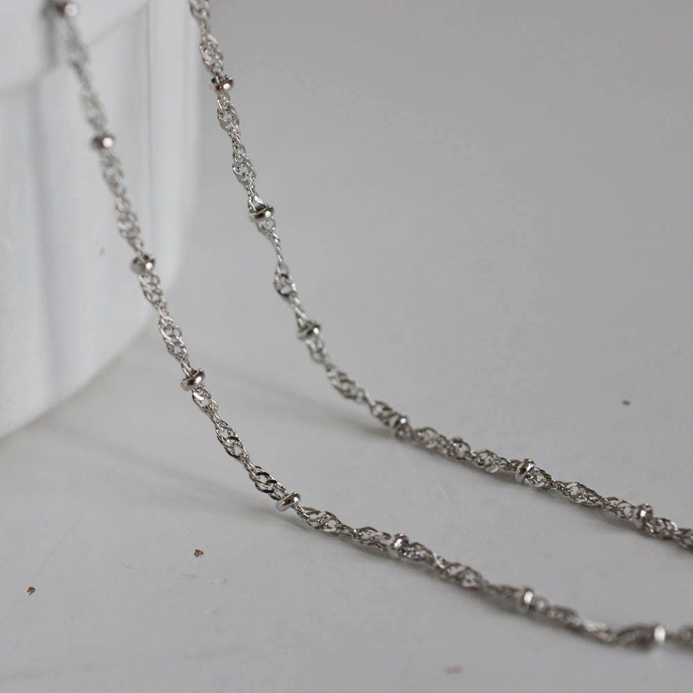 Gingerlily Chaîne fantaisie platine 50cm maille bille