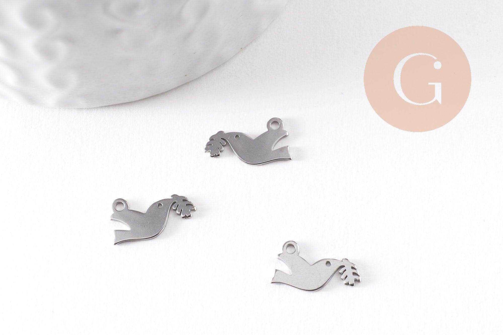 Gingerlily Colombe G9911 pendentif oiseau argenté 12mm x1