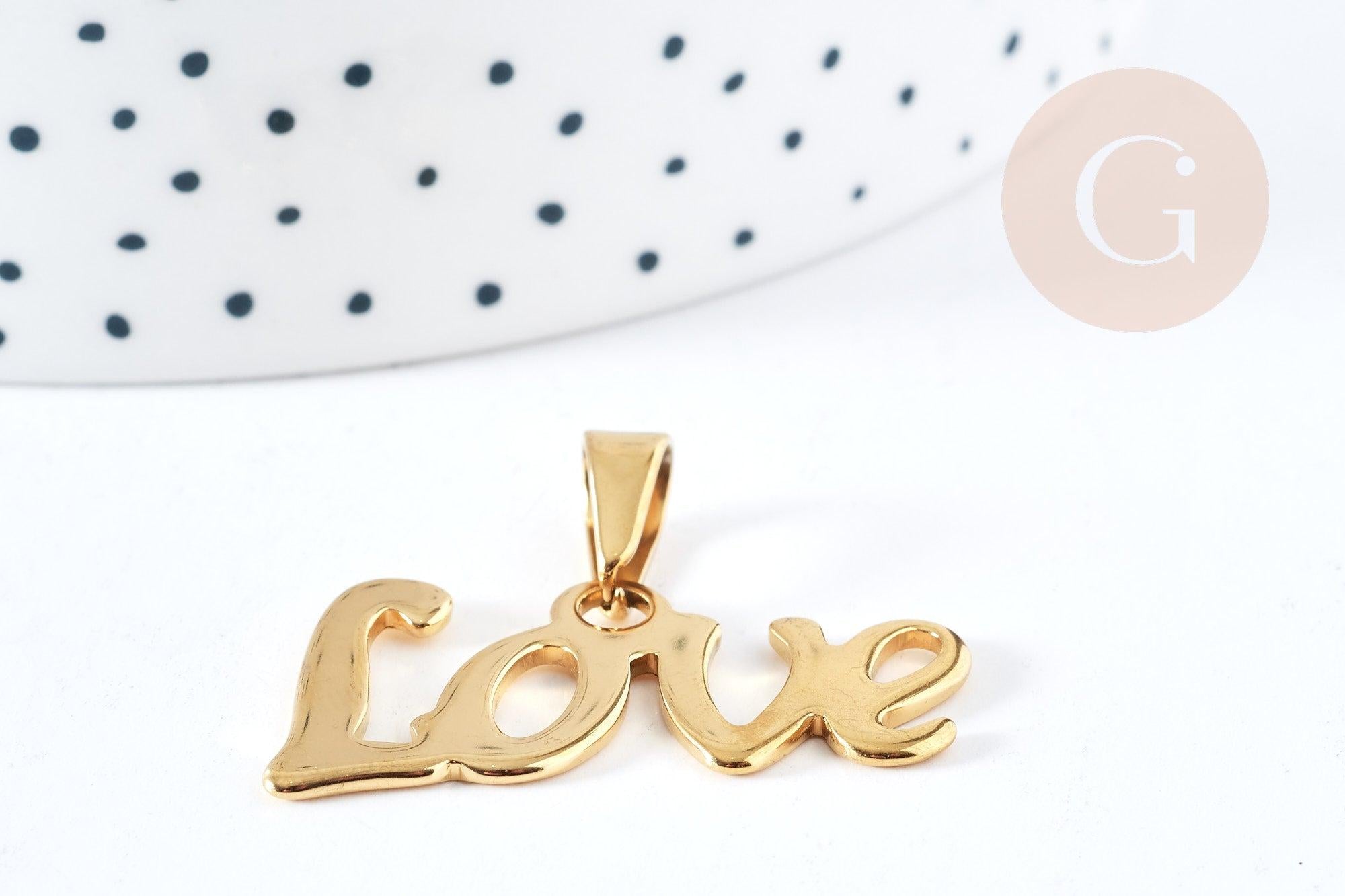 Gingerlily Pendentif Love G8857 acier doré 34,5mm lettre x1
