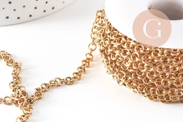 Gingerlily Chaînes pour bijoux DIY G10518 chaîne rolo dorée 1 m