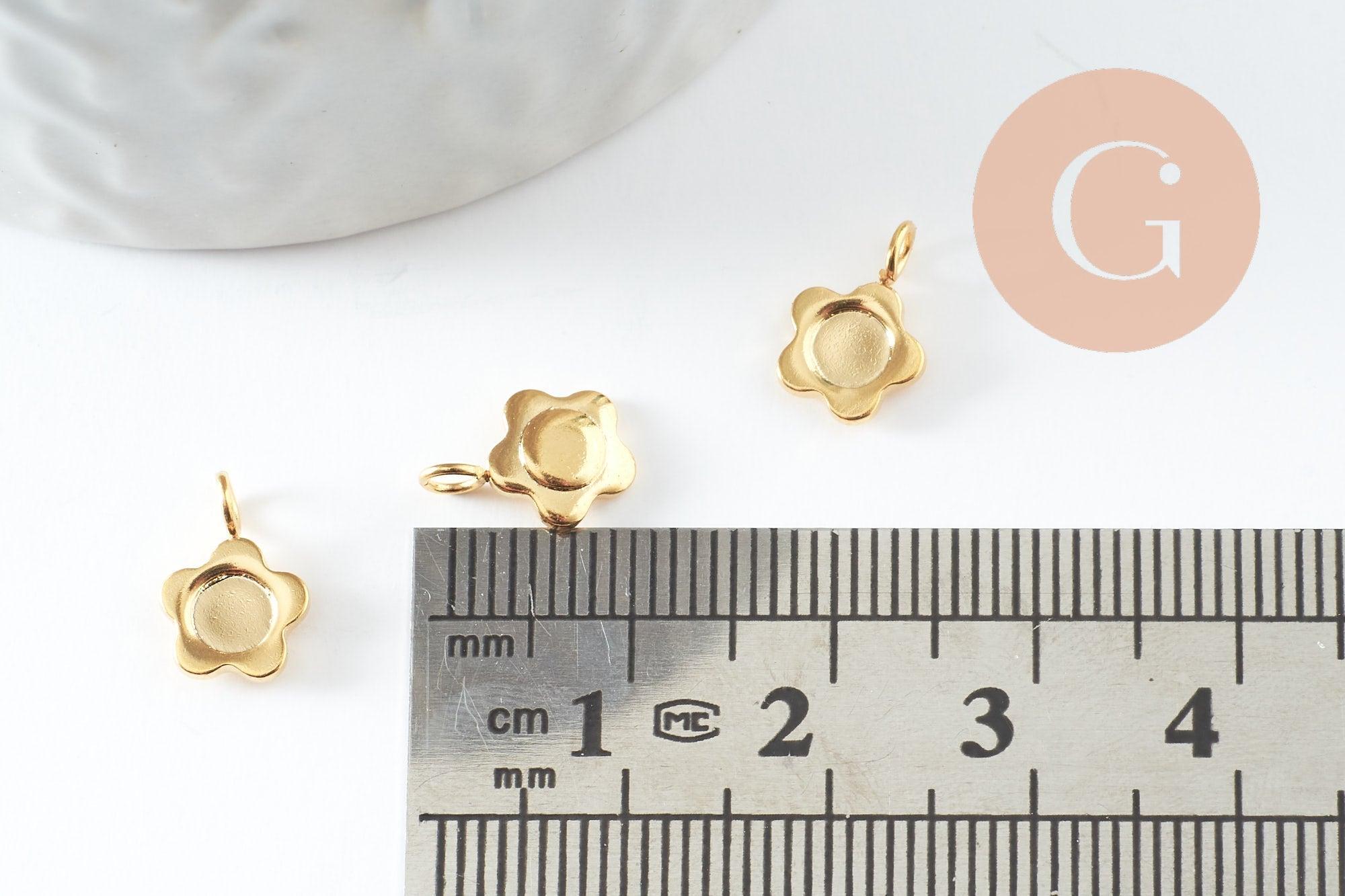 Gingerlily Pendentif fleur G10016 pendentif 4 mm doré lot 2