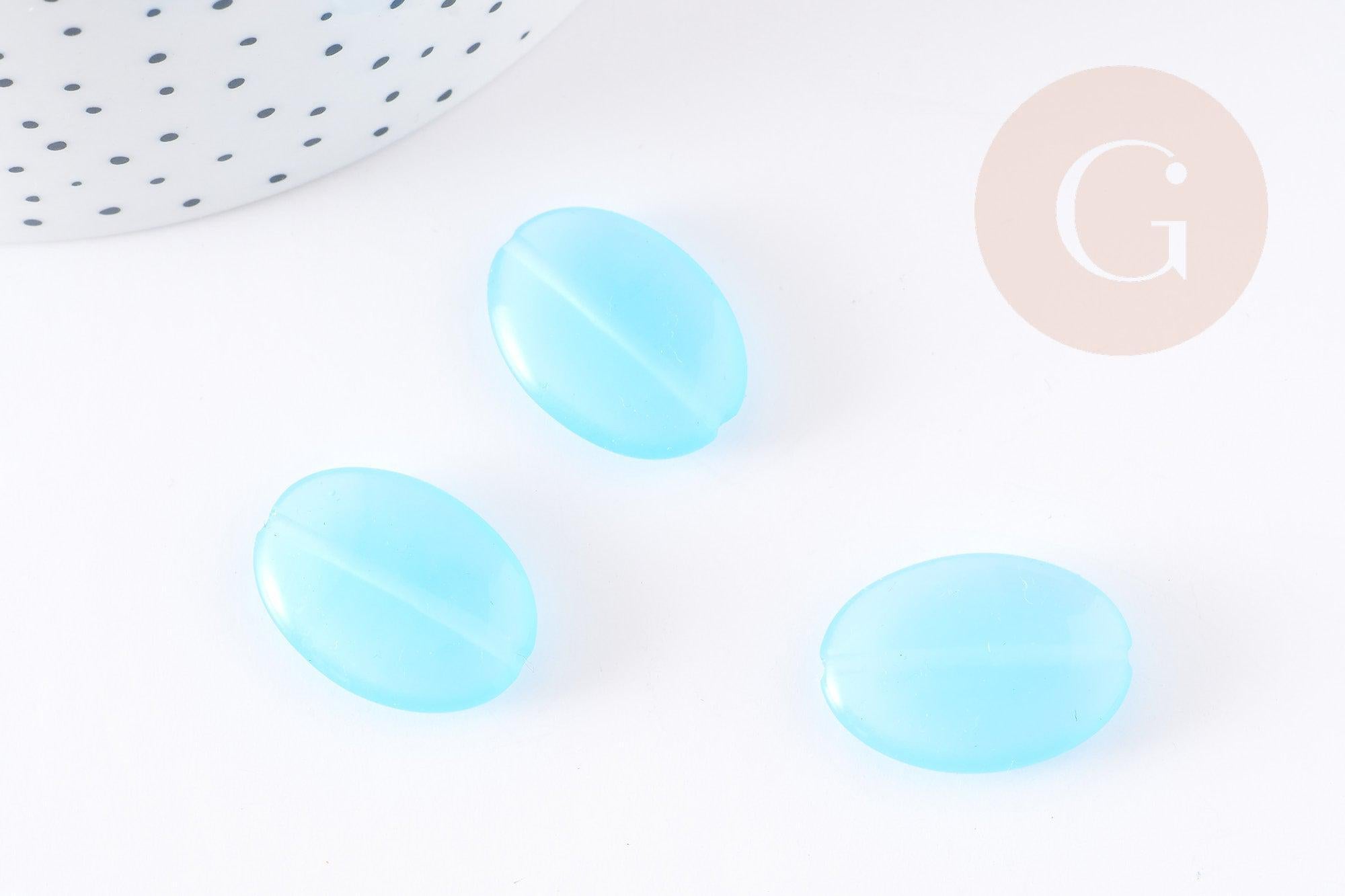 Gingerlily Perles ovale verre turquoise 25mm x2 lisse vintage