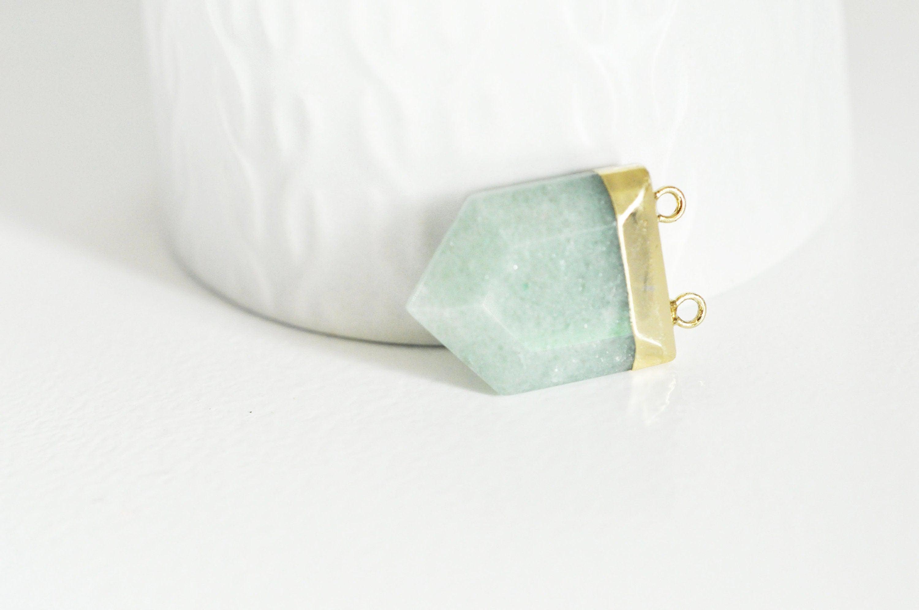Gingerlily Pendentifs Pendentif aventurine hexagone doré 28mm G2983