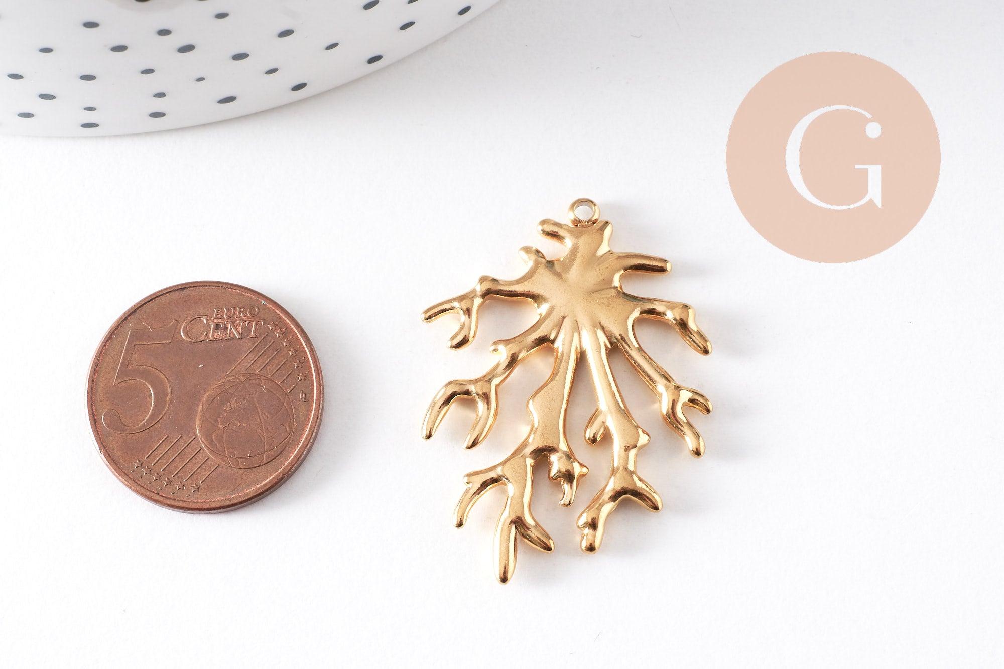 Gingerlily pendentifs corail G10508 pendentif acier doré 36mm x1