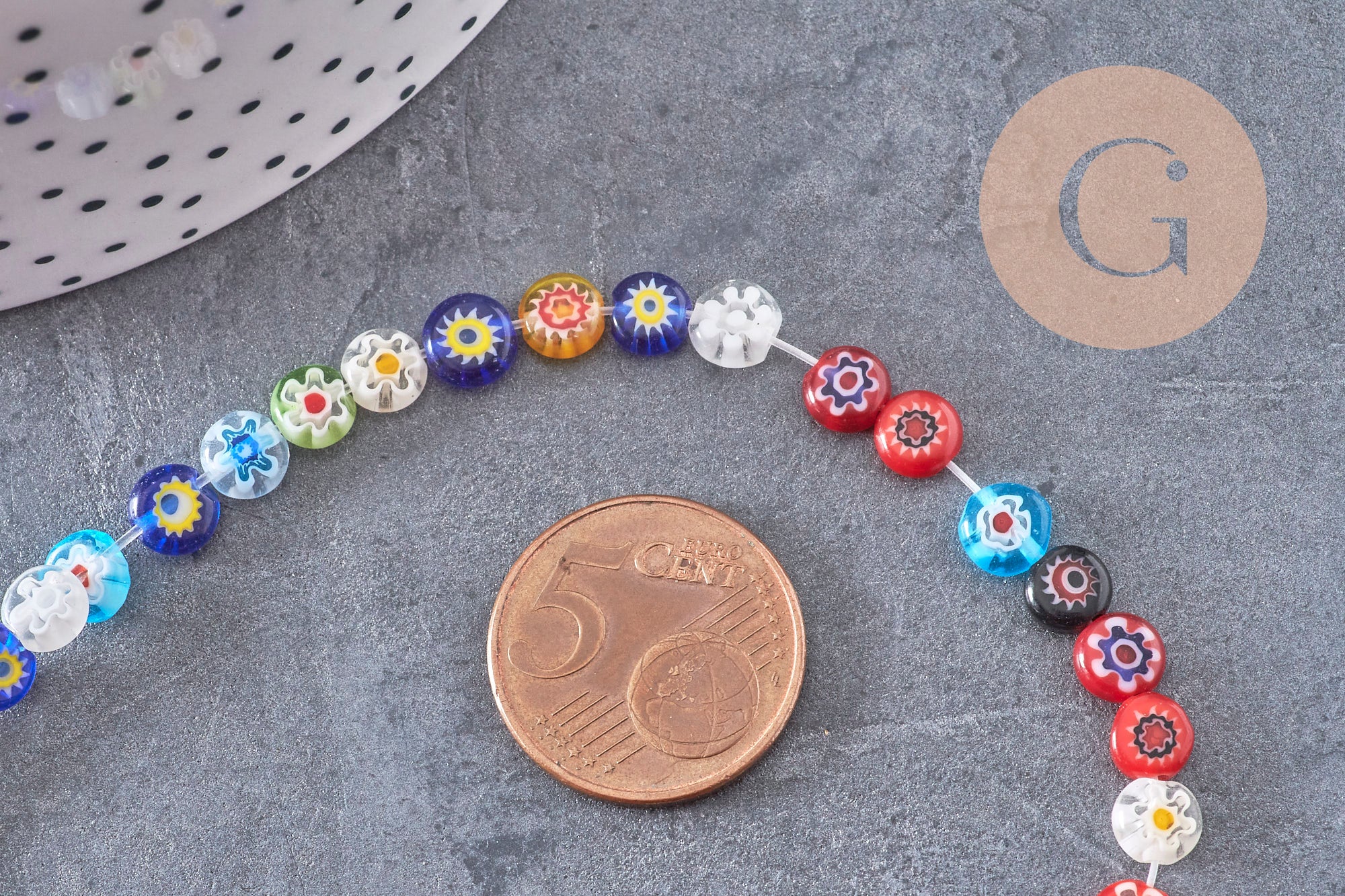 Gingerlily Perles verre millefiori 6mm fil 35.8cm