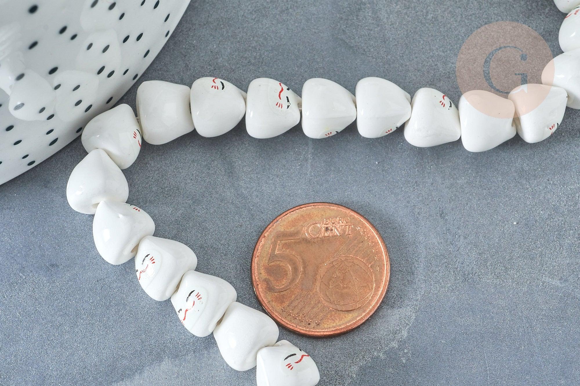 Gingerlily Perles G8185 perle chat porcelaine blanche x5
