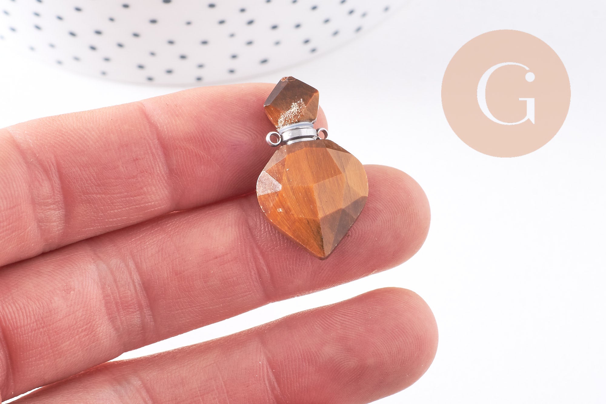 Gingerlily Pendentifs Bouteille Parfum Œil de Tigre Naturel 27mm x1
