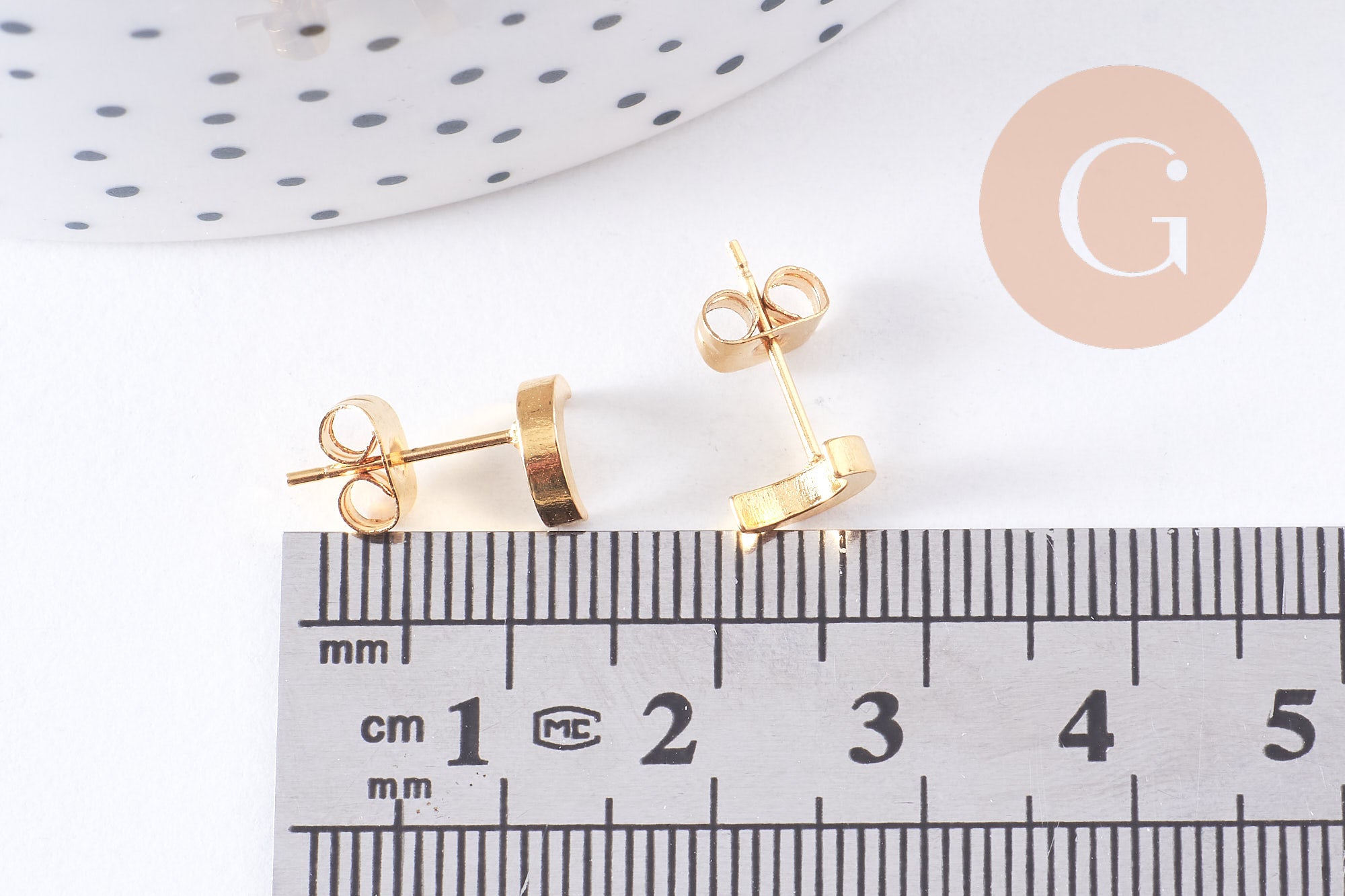 Gingerlily Boucles puces lune acier doré G2991 la paire