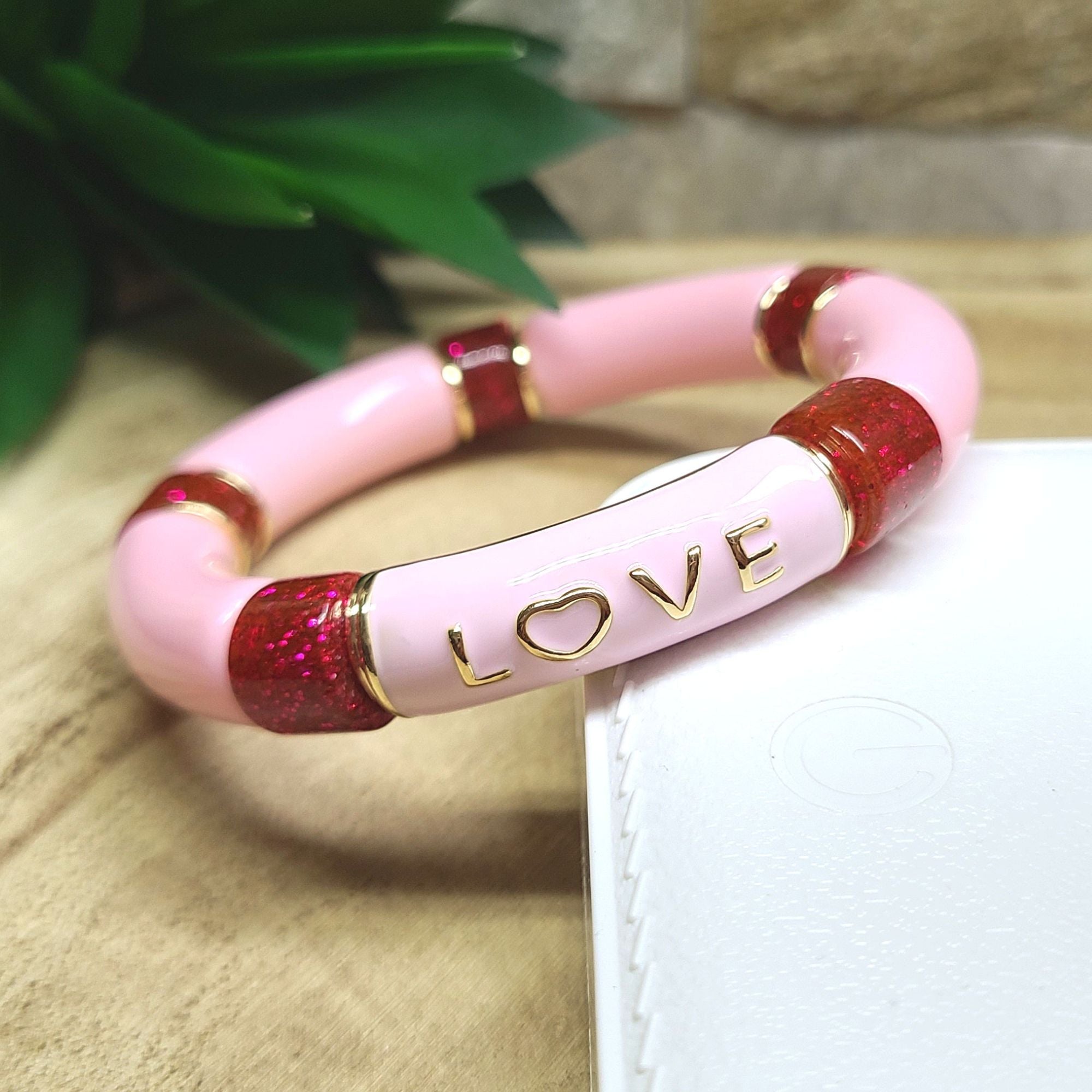 ARTSHOP 329 Tubes Love émaillés Marshmallow perle 12mm