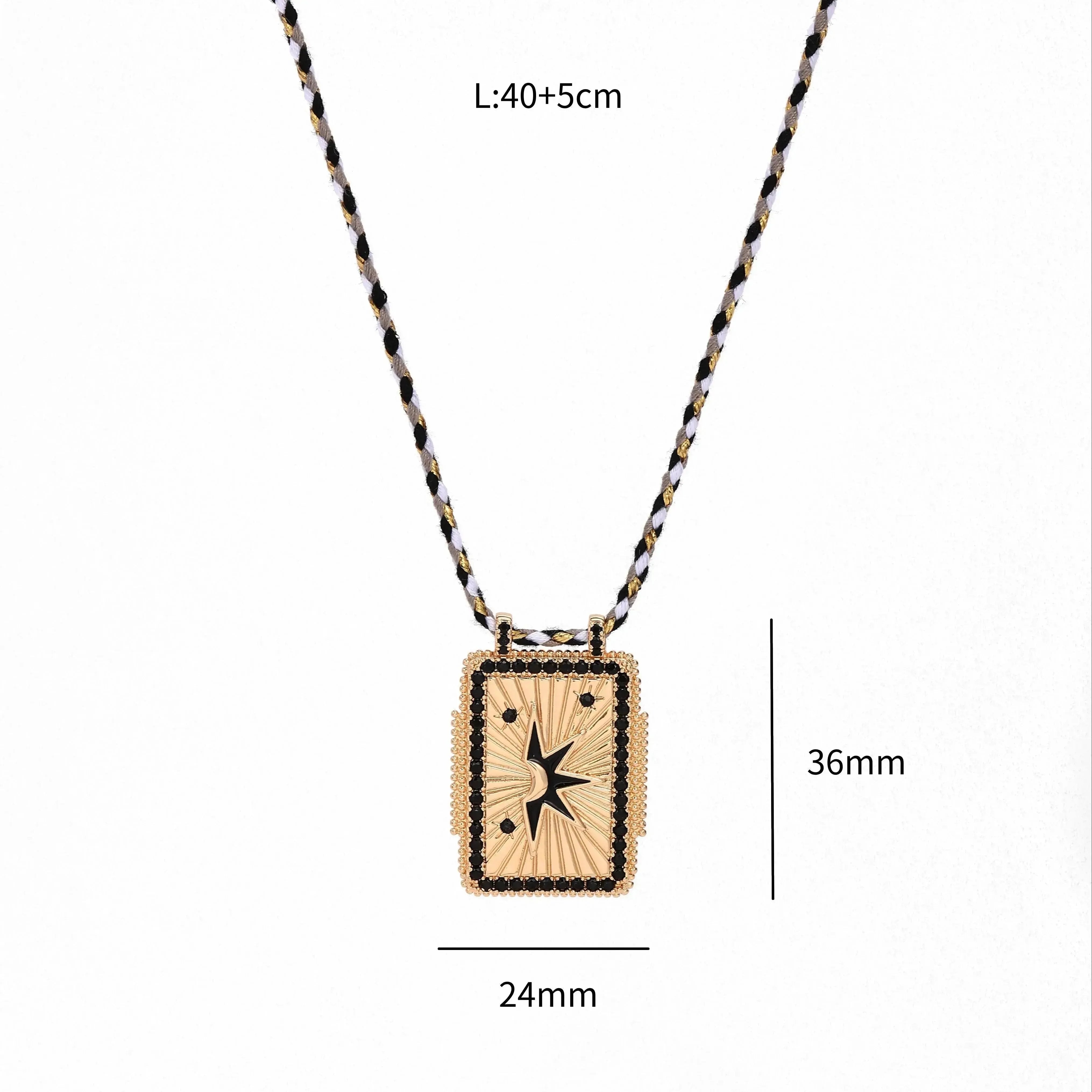 Gingerlily Collier médaille étoile G10364 cordon 45cm noir
